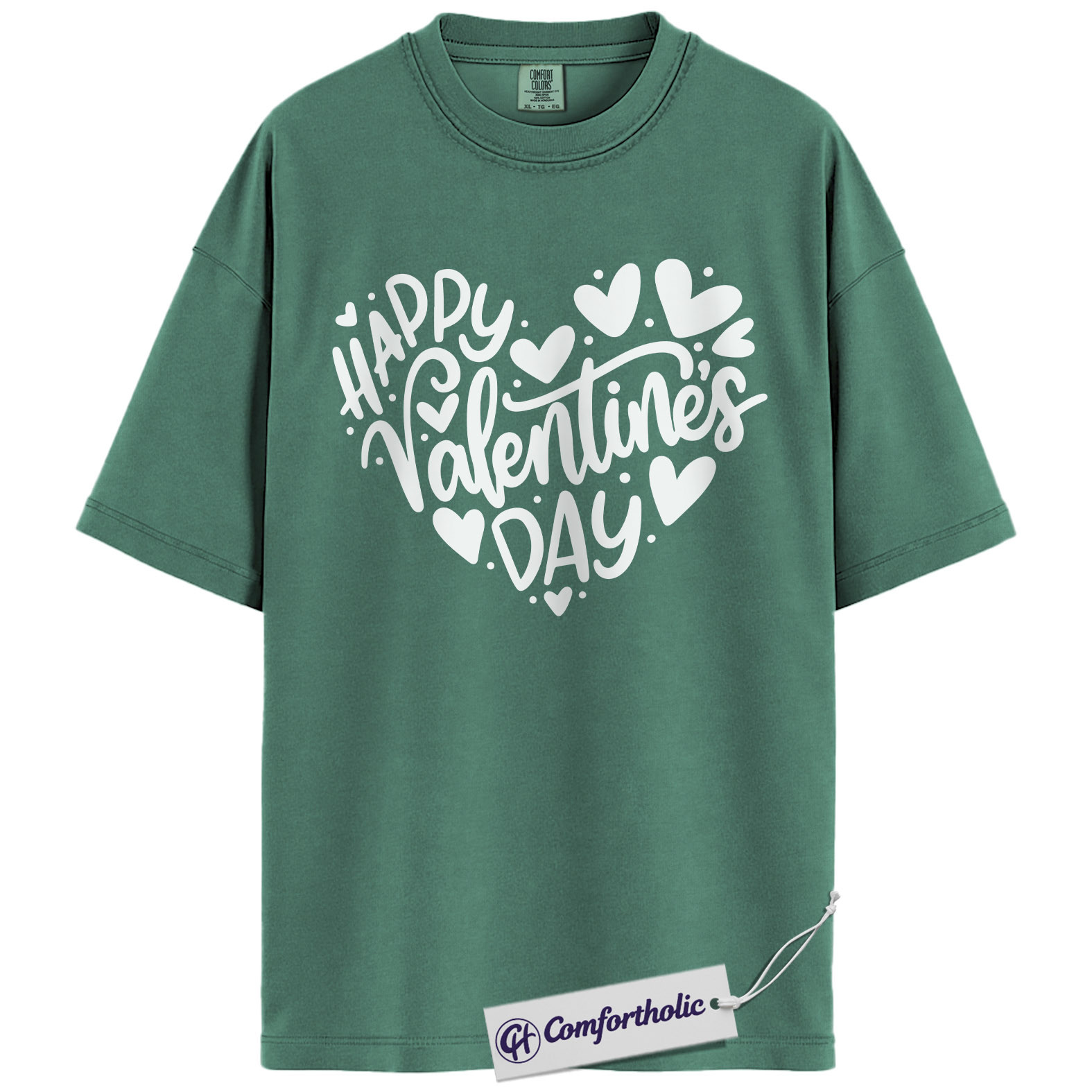 Happy Valentine’s Day Shirt, Cute Valentine Typography Graphic Tee, Heart Lettering T-Shirt, Valentine’s Day Outfit & Gift for Women, Comfort Colors Shirt - Image 11