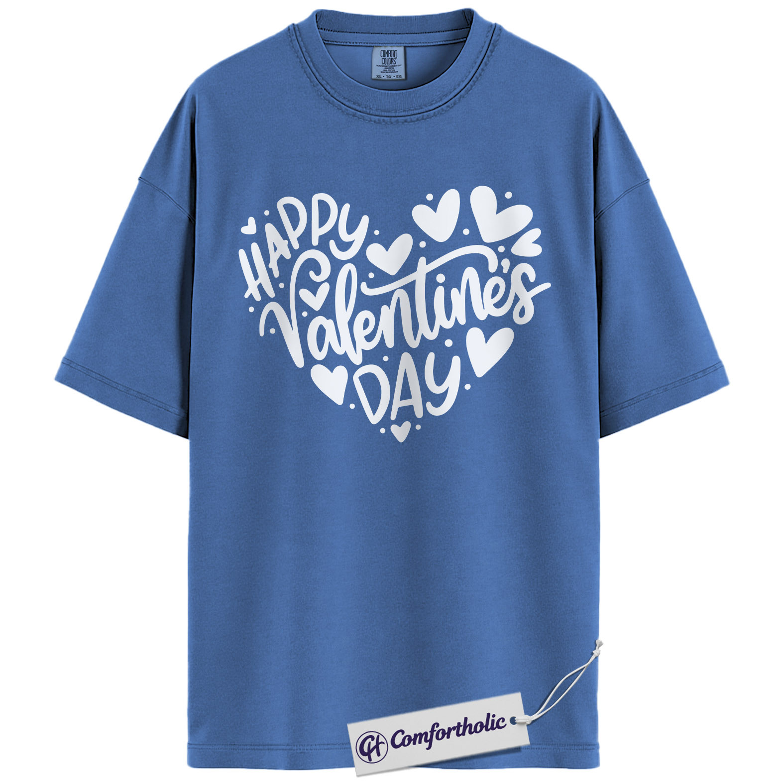 Happy Valentine’s Day Shirt, Cute Valentine Typography Graphic Tee, Heart Lettering T-Shirt, Valentine’s Day Outfit & Gift for Women, Comfort Colors Shirt - Image 13