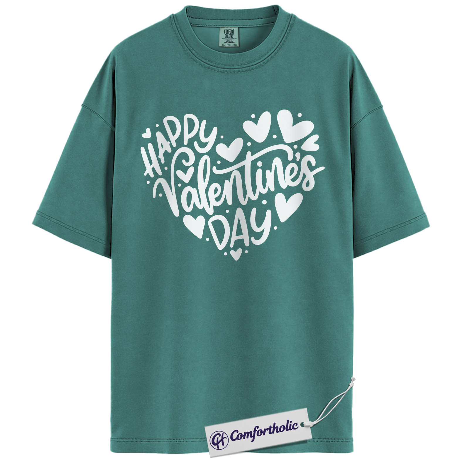 Happy Valentine’s Day Shirt, Cute Valentine Typography Graphic Tee, Heart Lettering T-Shirt, Valentine’s Day Outfit & Gift for Women, Comfort Colors Shirt - Image 14
