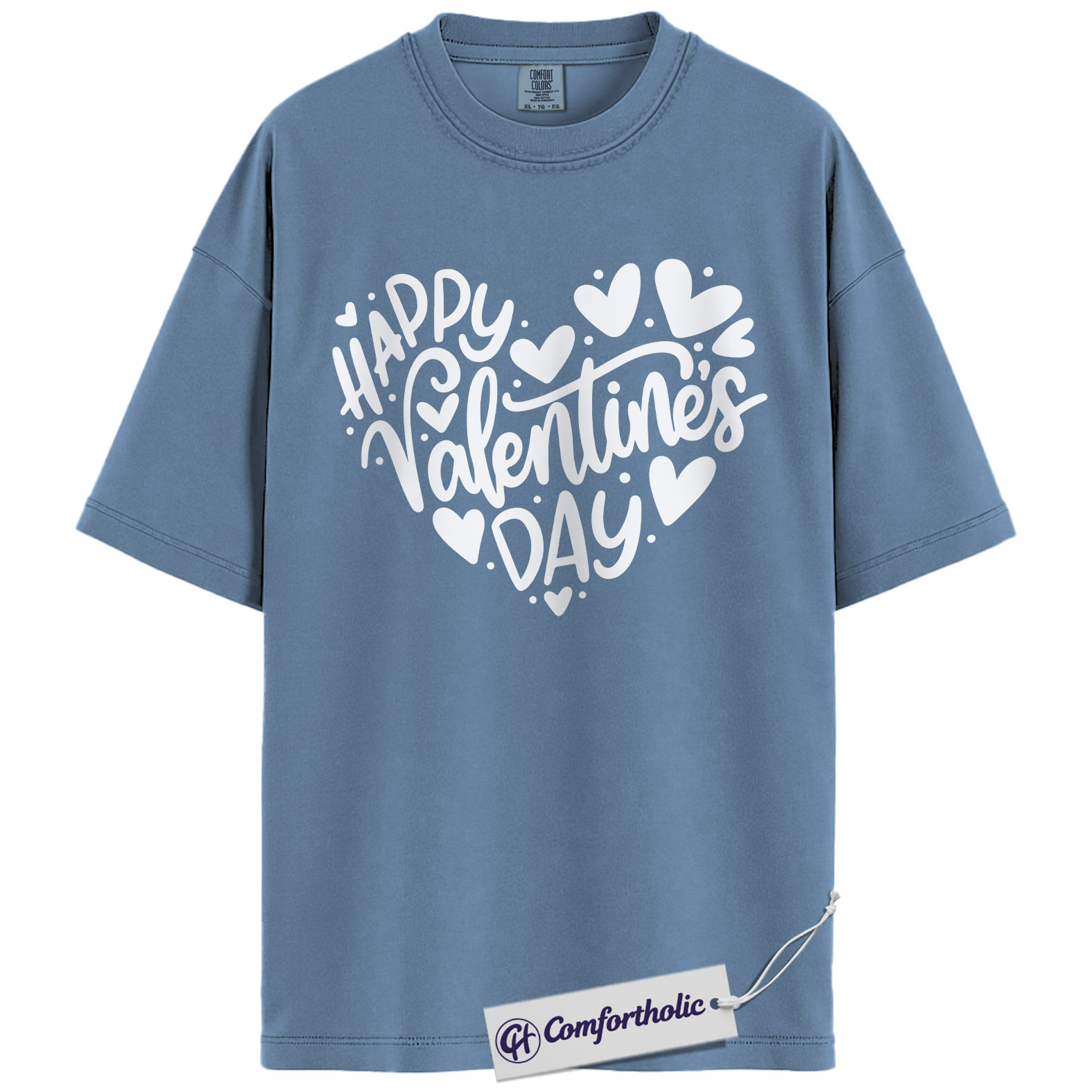 Happy Valentine’s Day Shirt, Cute Valentine Typography Graphic Tee, Heart Lettering T-Shirt, Valentine’s Day Outfit & Gift for Women, Comfort Colors Shirt - Image 18