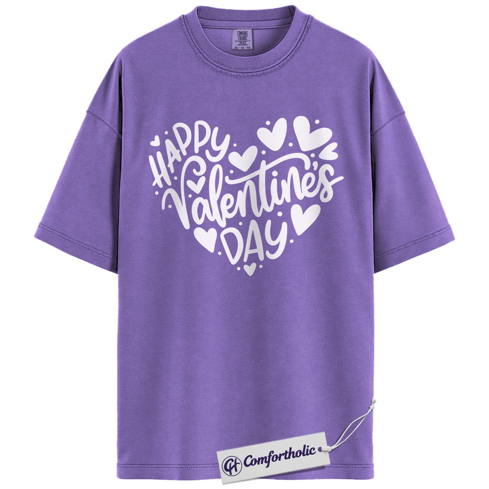 Happy Valentine’s Day Shirt, Cute Valentine Typography Graphic Tee, Heart Lettering T-Shirt, Valentine’s Day Outfit & Gift for Women, Comfort Colors Shirt - Image 20