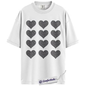 Alternative view of Heart Pattern Shirt, Valentine Heart Graphic Tee, Minimalist Heart T-Shirt, Cute Valentine's Day Outfit & Gift for Women, Comfort Colors Shirt