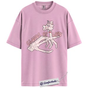 Clouds of Love Shirt, Skeleton Hand Graphic Tee, Gothic Romantic Aesthetic T-Shirt, Alternative Valentine’s Day Gift for Her, Comfort Colors Shirt
