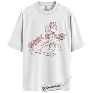 Alternative view of Clouds of Love Shirt, Skeleton Hand Graphic Tee, Gothic Romantic Aesthetic T-Shirt, Alternative Valentine’s Day Gift for Her, Comfort Colors Shirt