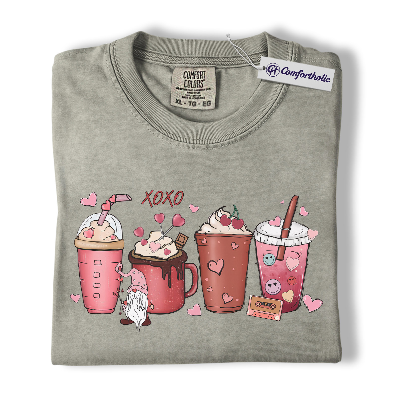 Valentine Coffee Drinks Shirt, Cute XOXO Latte Lover Graphic Tee, Aesthetic Pink Beverage T-Shirt, Sweet Valentine Gift for Coffee Lovers, Comfort Colors Shirt - Image 7