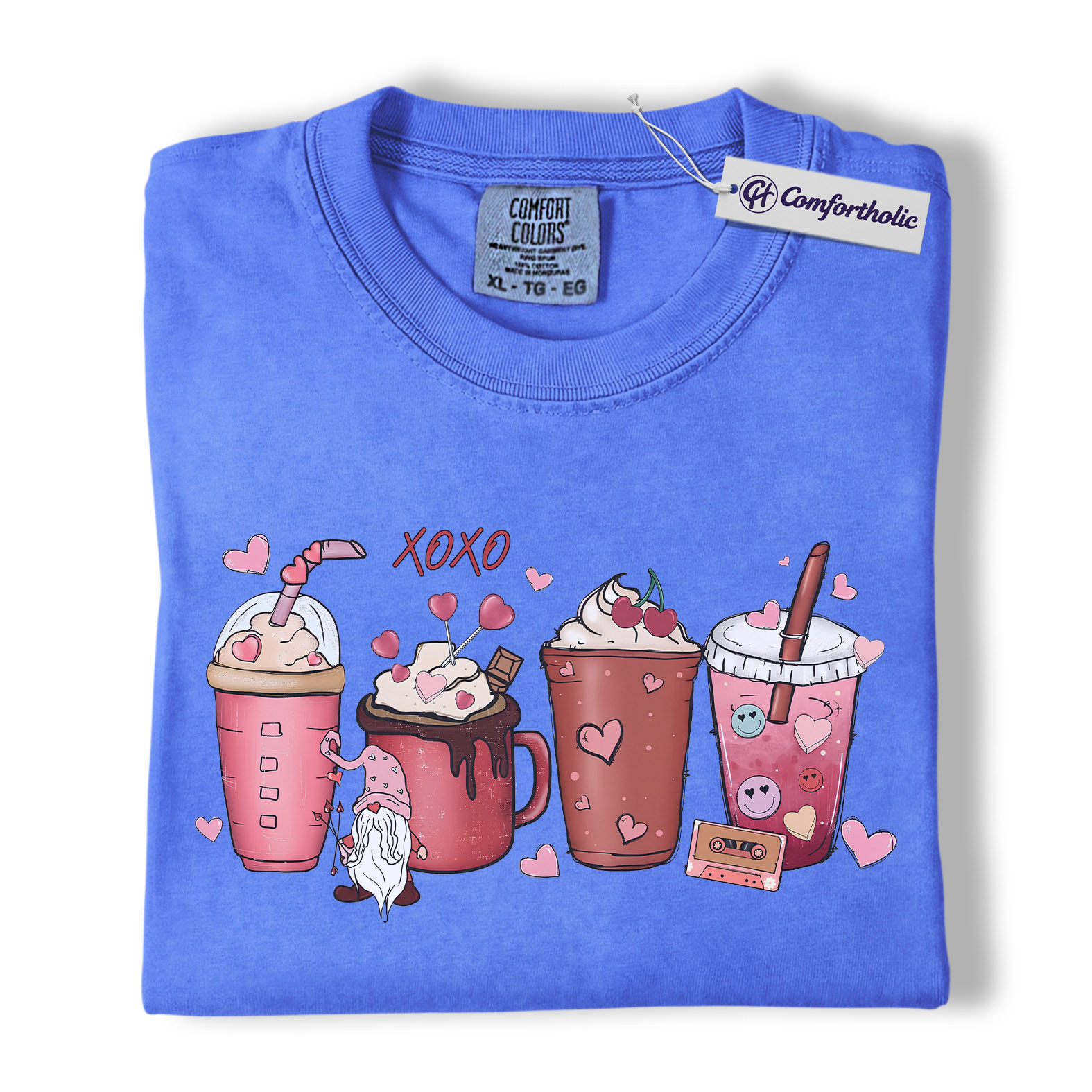 Valentine Coffee Drinks Shirt, Cute XOXO Latte Lover Graphic Tee, Aesthetic Pink Beverage T-Shirt, Sweet Valentine Gift for Coffee Lovers, Comfort Colors Shirt - Image 12