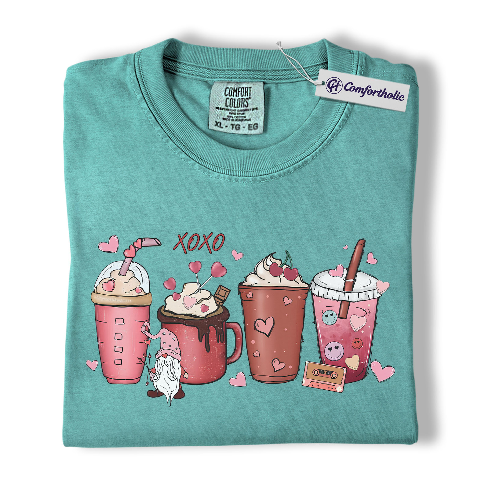 Valentine Coffee Drinks Shirt, Cute XOXO Latte Lover Graphic Tee, Aesthetic Pink Beverage T-Shirt, Sweet Valentine Gift for Coffee Lovers, Comfort Colors Shirt - Image 13
