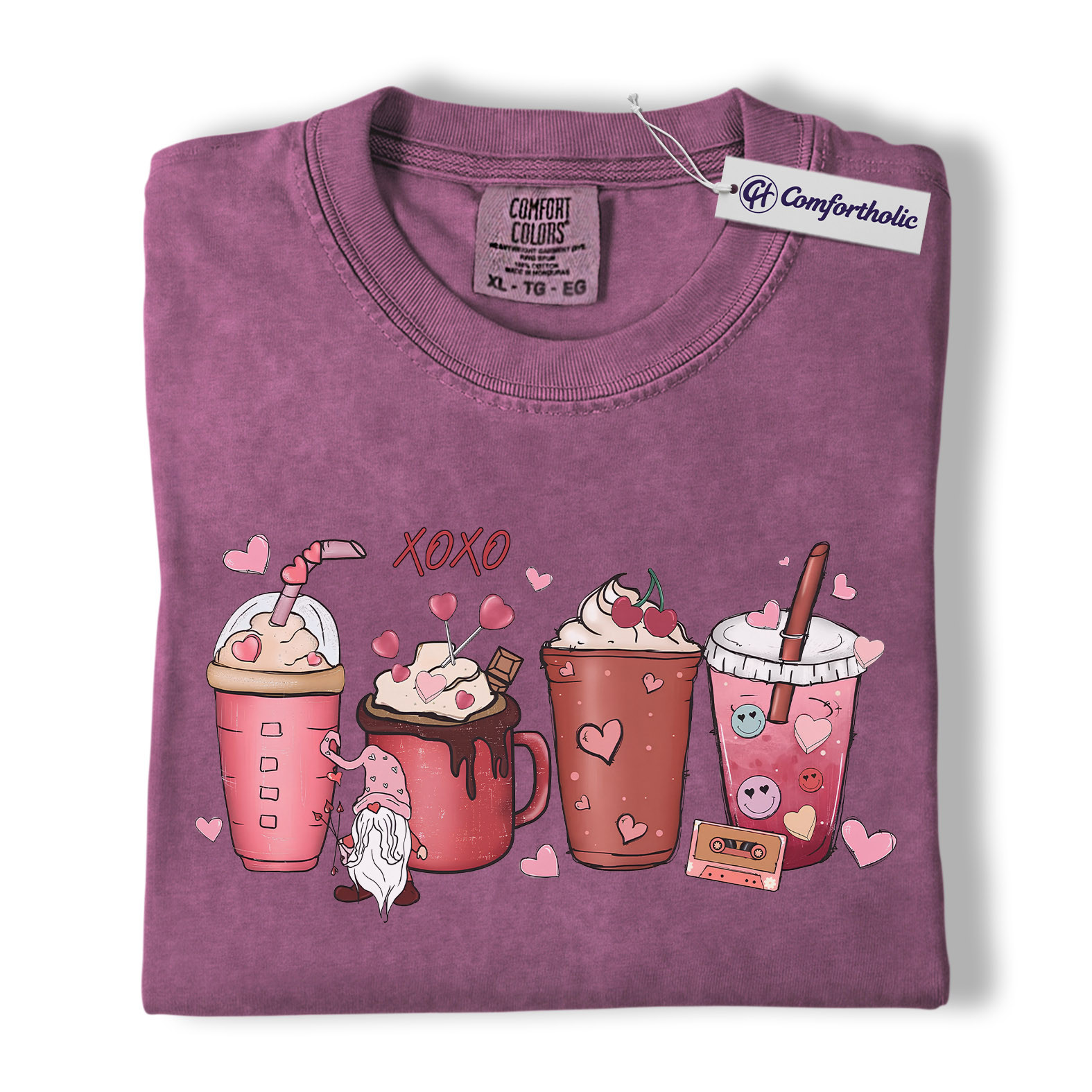 Valentine Coffee Drinks Shirt, Cute XOXO Latte Lover Graphic Tee, Aesthetic Pink Beverage T-Shirt, Sweet Valentine Gift for Coffee Lovers, Comfort Colors Shirt - Image 15