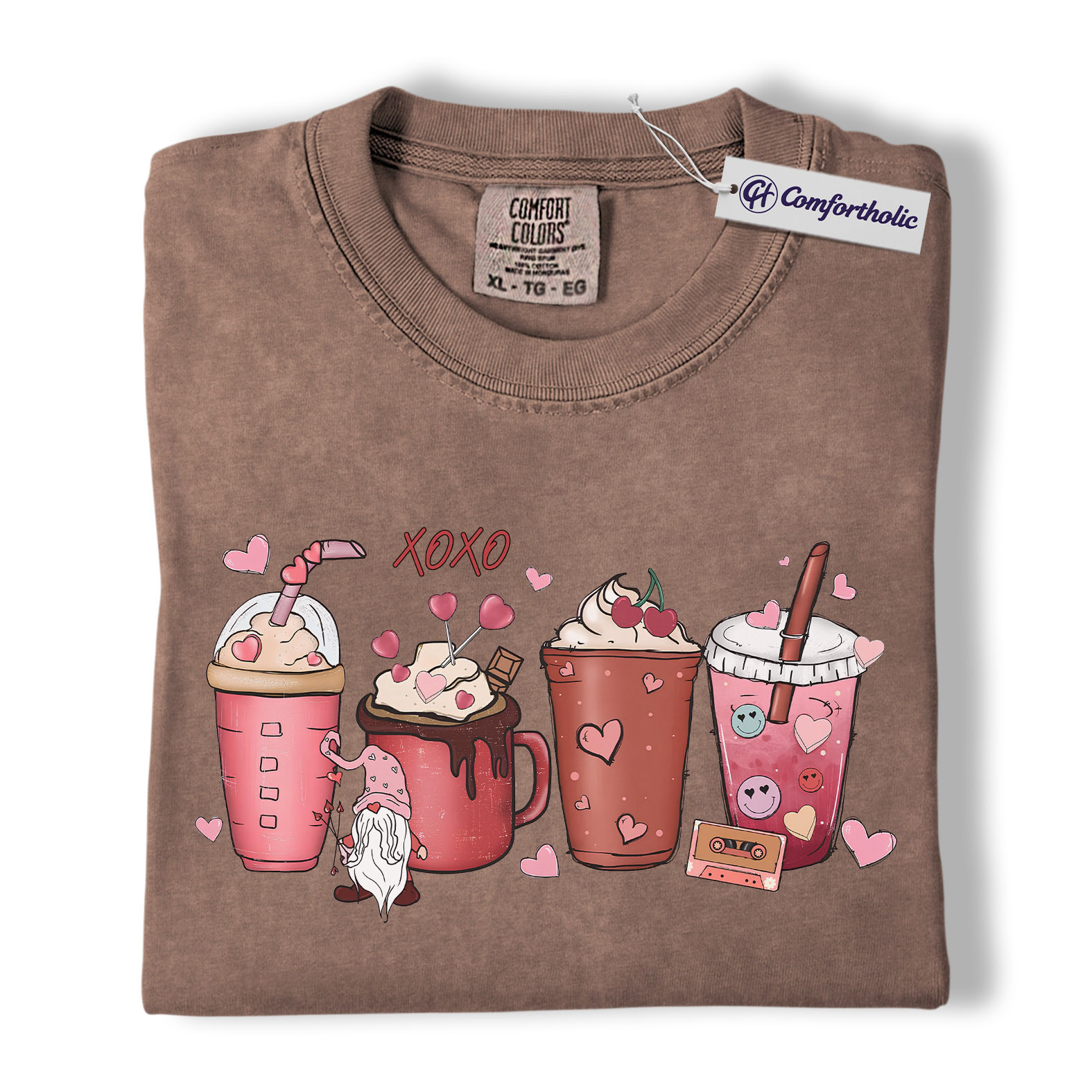 Valentine Coffee Drinks Shirt, Cute XOXO Latte Lover Graphic Tee, Aesthetic Pink Beverage T-Shirt, Sweet Valentine Gift for Coffee Lovers, Comfort Colors Shirt - Image 19