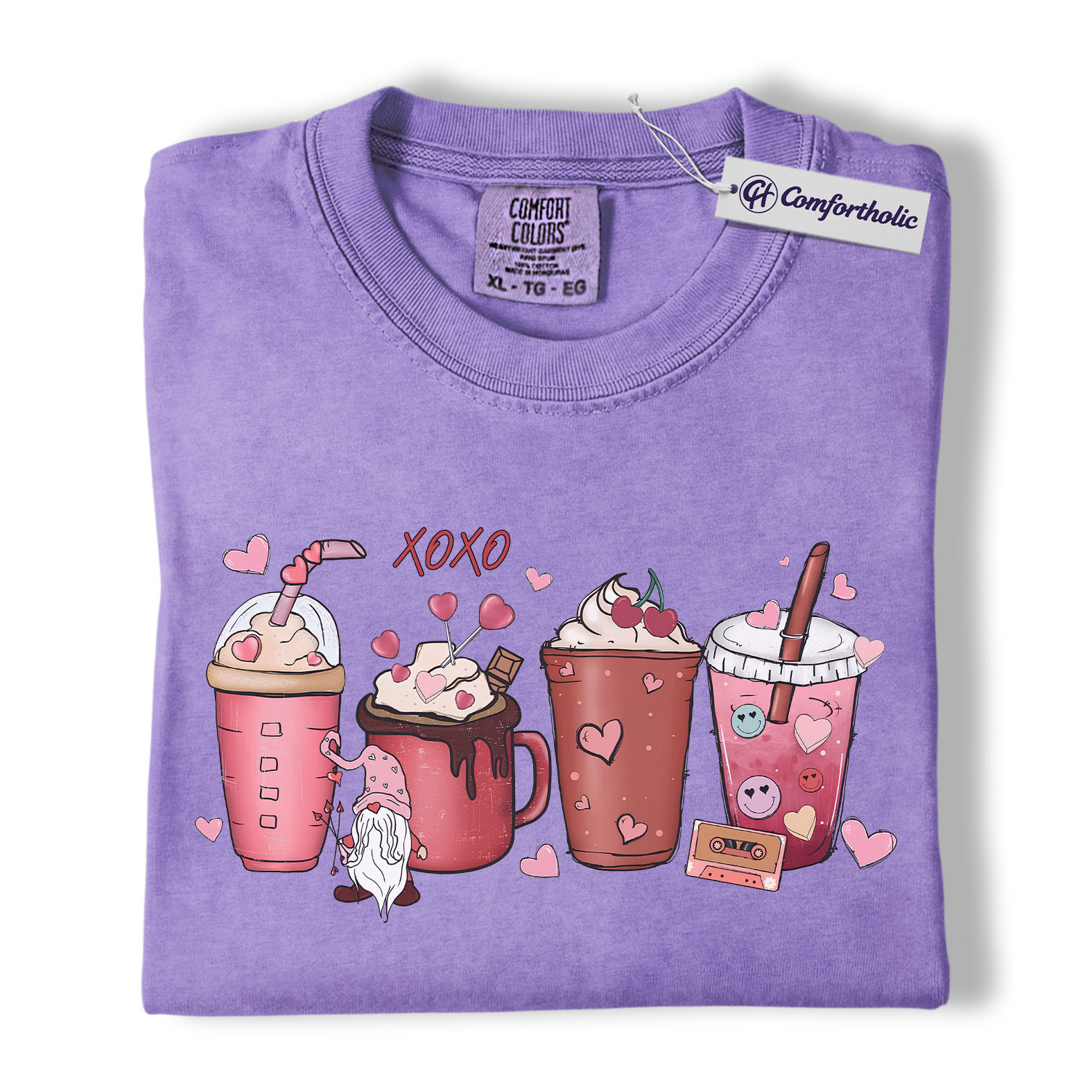 Valentine Coffee Drinks Shirt, Cute XOXO Latte Lover Graphic Tee, Aesthetic Pink Beverage T-Shirt, Sweet Valentine Gift for Coffee Lovers, Comfort Colors Shirt - Image 20