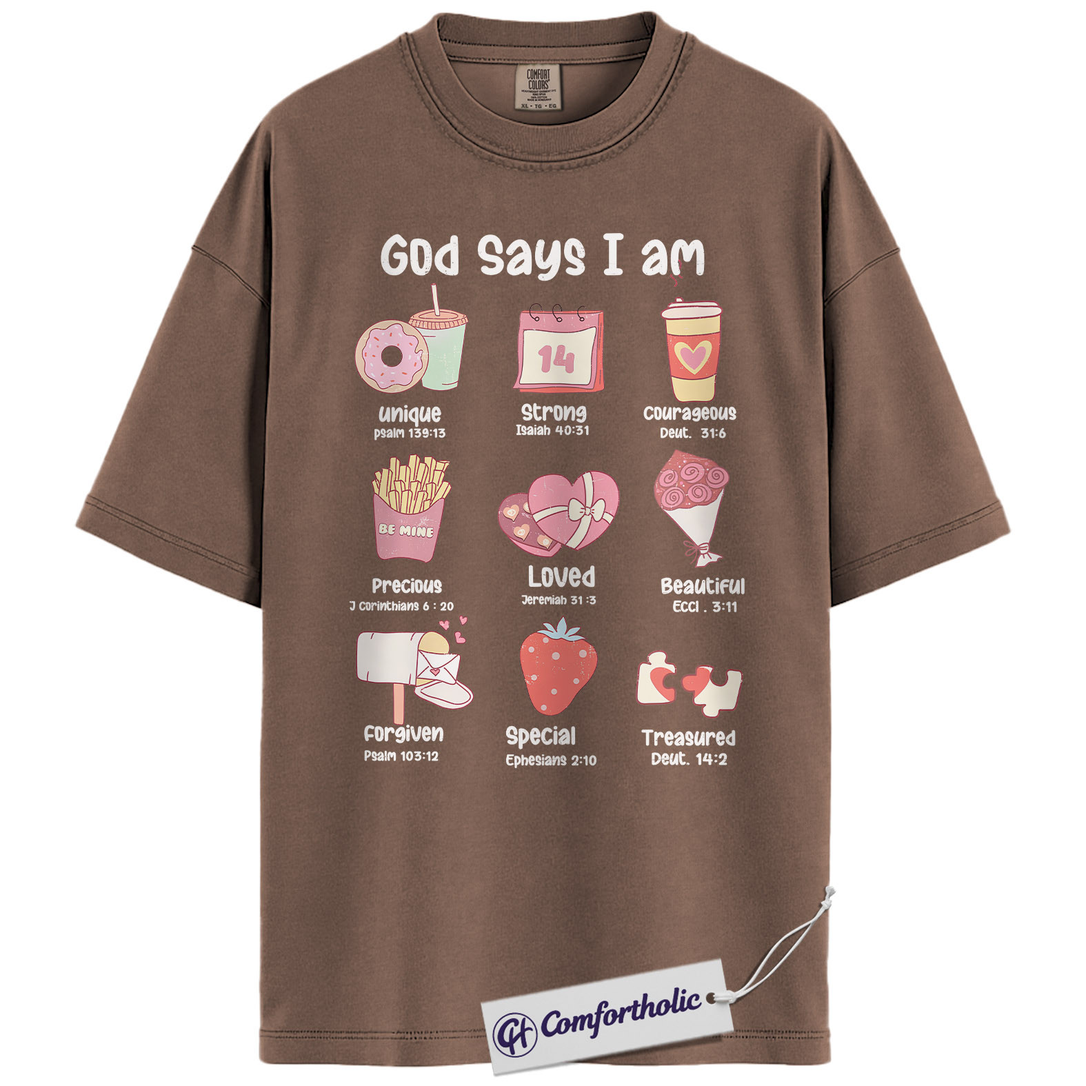 God Says I Am Shirt, Christian Valentine Graphic Tee, Faith Based Bible Verse T-Shirt, Inspirational Valentine's Day Gift for Women, Comfort Colors Shirt - Image 19