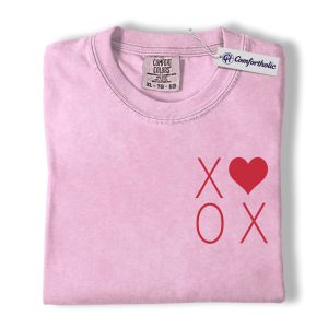 XO Valentine Shirt, Minimalist Heart Graphic Tee, Cute Valentine T-Shirt for Women, Aesthetic Valentine's Day Gift for Her, Comfort Colors Shirt