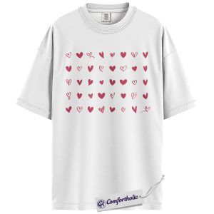 Alternative view of Heart Valentine Shirt, Hand Drawn Cute Heart Graphic Tee, Aesthetic Valentine T-Shirt for Women, Valentine's Day Outfit Gift for Her, Comfort Colors Shirt