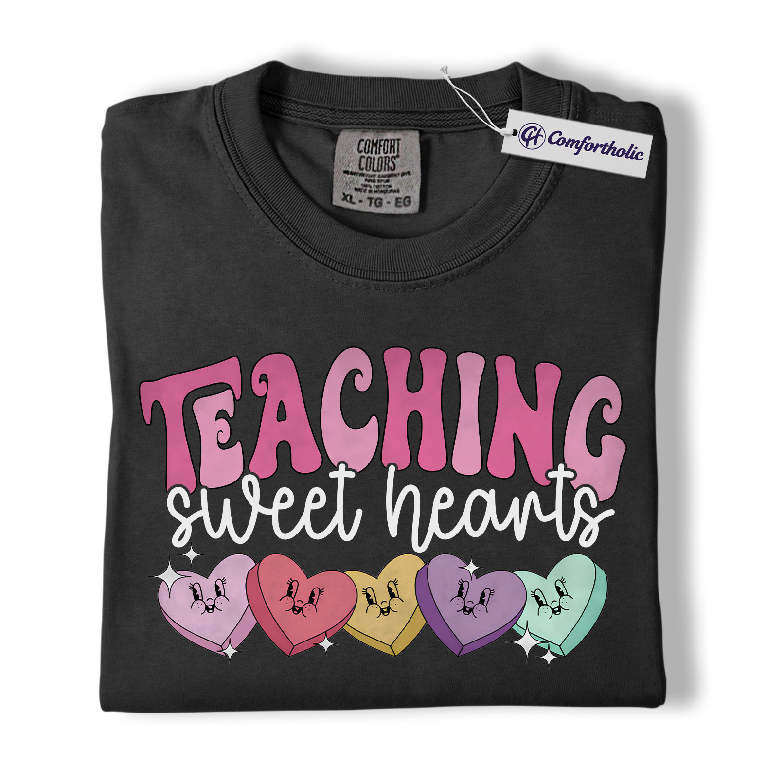 Teaching Sweethearts Shirt, Teacher Valentine Candy Heart Graphic Tee, Cute Classroom Valentine T-Shirt, Valentine’s Day Gift for Teachers, Comfort Colors Shirt - Image 3