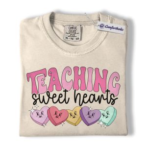 Teaching Sweethearts Shirt, Teacher Valentine Candy Heart Graphic Tee, Cute Classroom Valentine T-Shirt, Valentine’s Day Gift for Teachers, Comfort Colors Shirt