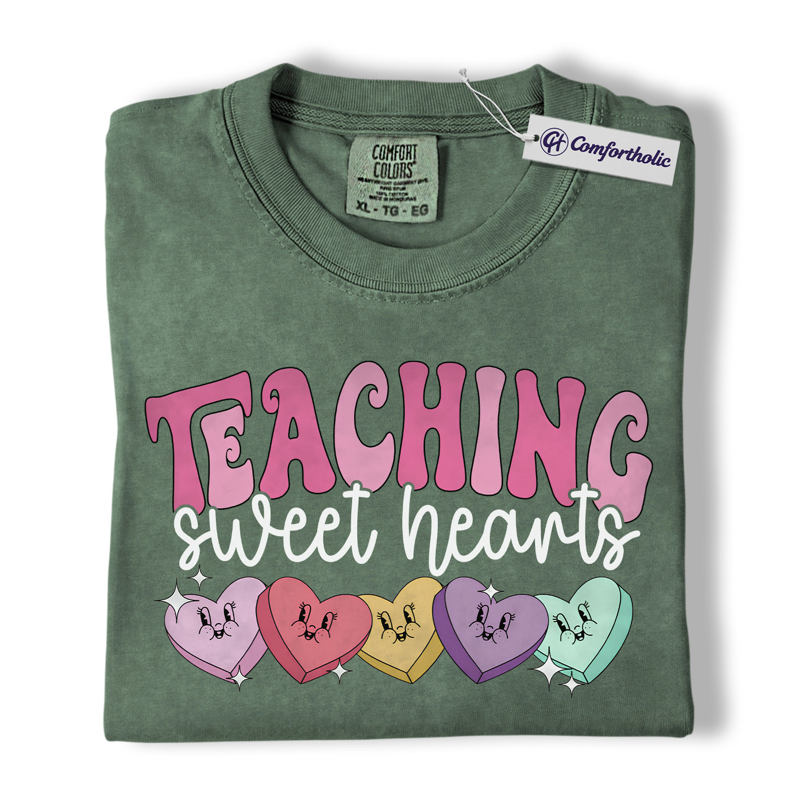 Teaching Sweethearts Shirt, Teacher Valentine Candy Heart Graphic Tee, Cute Classroom Valentine T-Shirt, Valentine’s Day Gift for Teachers, Comfort Colors Shirt - Image 5