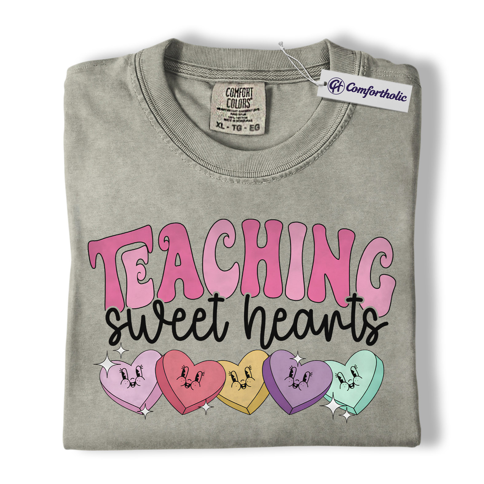 Teaching Sweethearts Shirt, Teacher Valentine Candy Heart Graphic Tee, Cute Classroom Valentine T-Shirt, Valentine’s Day Gift for Teachers, Comfort Colors Shirt - Image 6