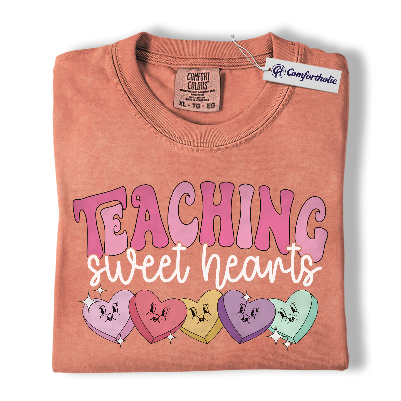 Teaching Sweethearts Shirt, Teacher Valentine Candy Heart Graphic Tee, Cute Classroom Valentine T-Shirt, Valentine’s Day Gift for Teachers, Comfort Colors Shirt - Image 7