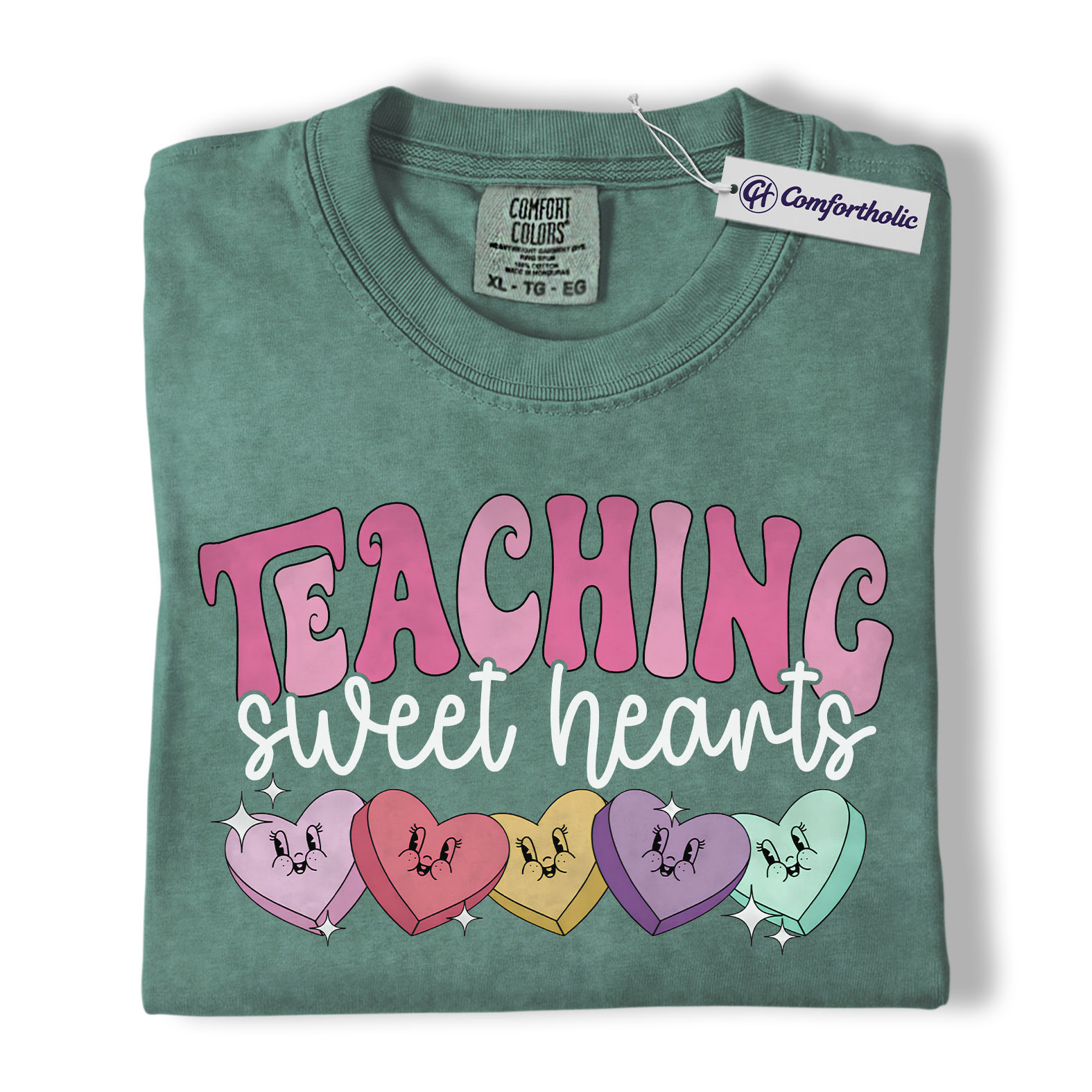 Teaching Sweethearts Shirt, Teacher Valentine Candy Heart Graphic Tee, Cute Classroom Valentine T-Shirt, Valentine’s Day Gift for Teachers, Comfort Colors Shirt - Image 10