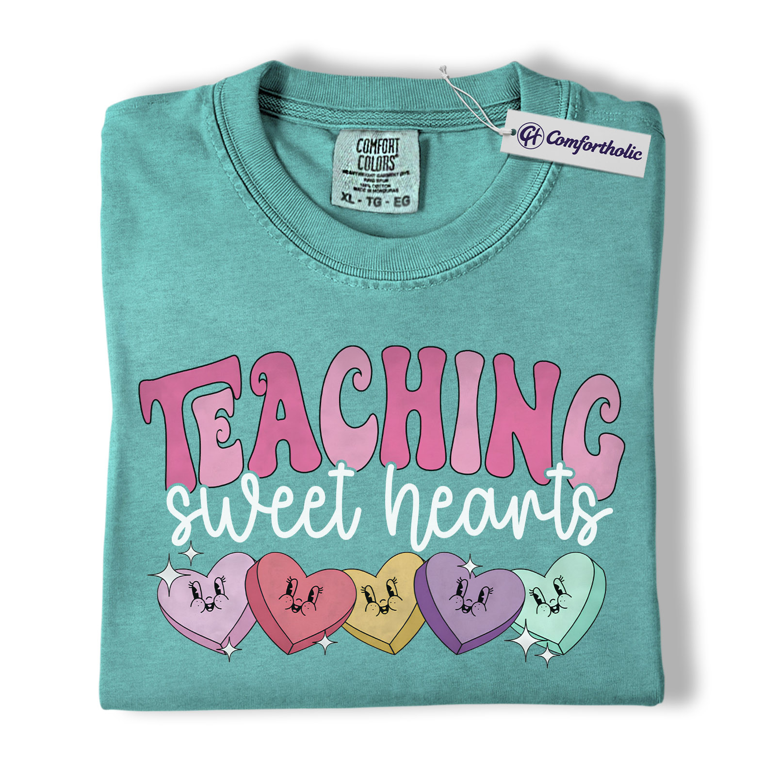 Teaching Sweethearts Shirt, Teacher Valentine Candy Heart Graphic Tee, Cute Classroom Valentine T-Shirt, Valentine’s Day Gift for Teachers, Comfort Colors Shirt - Image 13