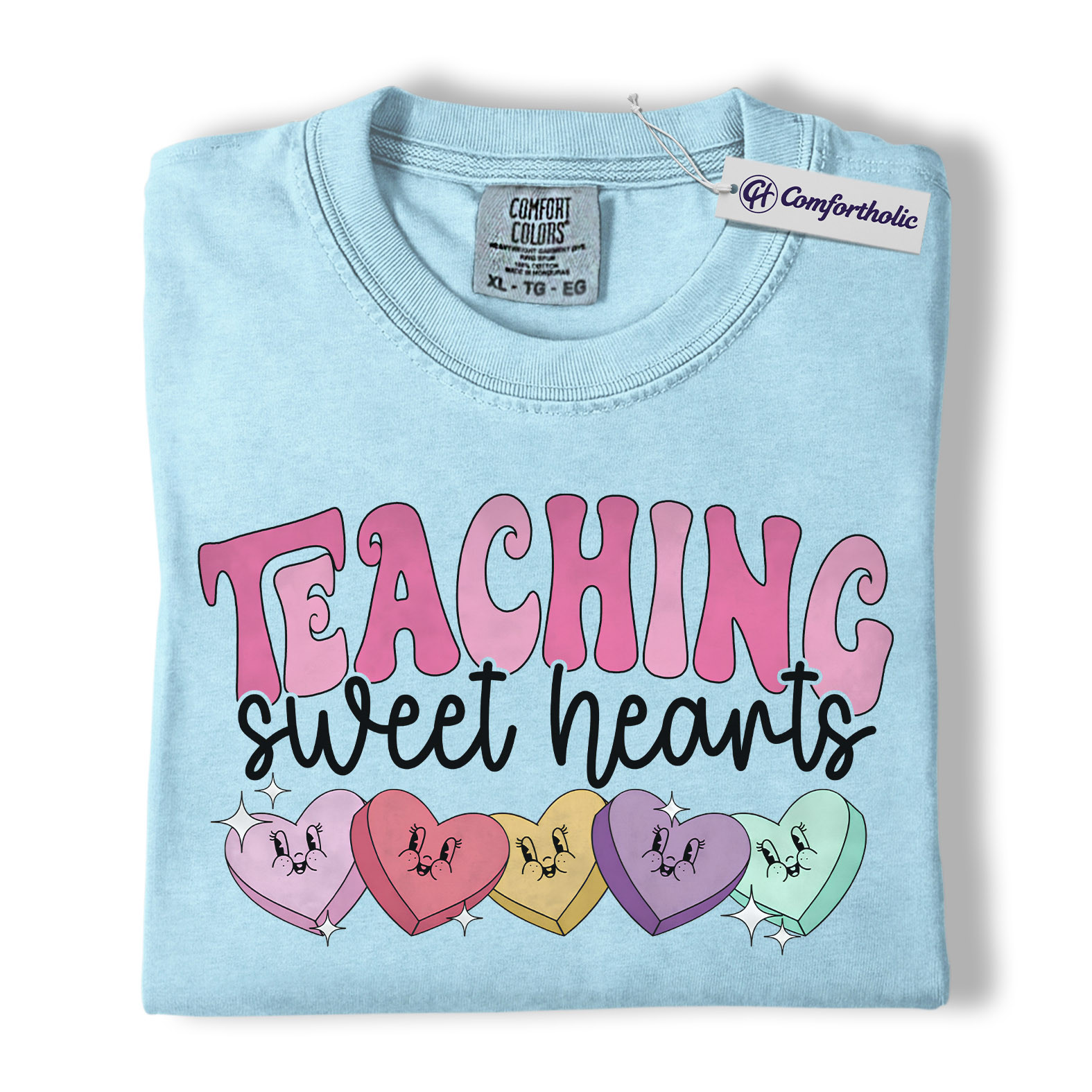 Teaching Sweethearts Shirt, Teacher Valentine Candy Heart Graphic Tee, Cute Classroom Valentine T-Shirt, Valentine’s Day Gift for Teachers, Comfort Colors Shirt - Image 14