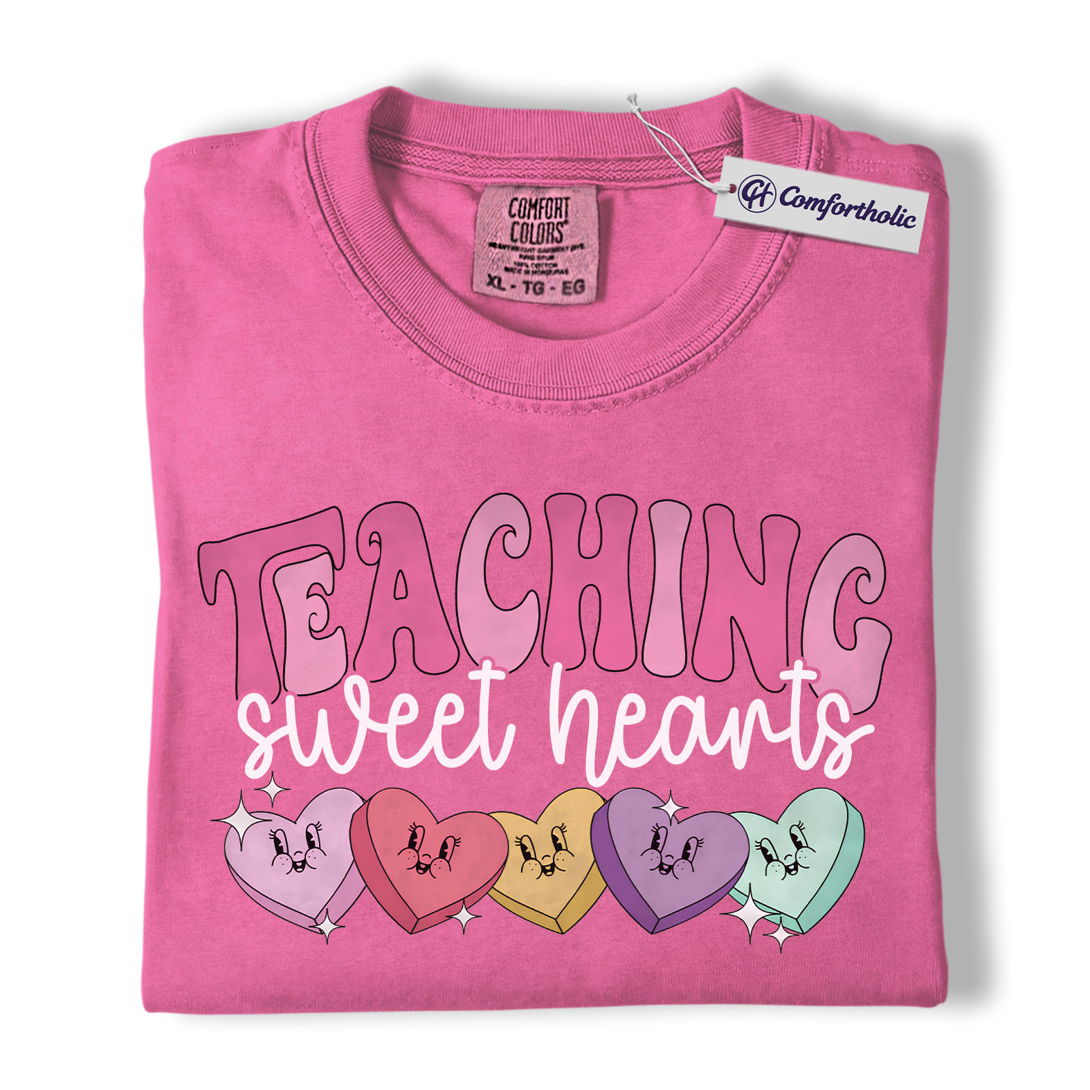 Teaching Sweethearts Shirt, Teacher Valentine Candy Heart Graphic Tee, Cute Classroom Valentine T-Shirt, Valentine’s Day Gift for Teachers, Comfort Colors Shirt - Image 16