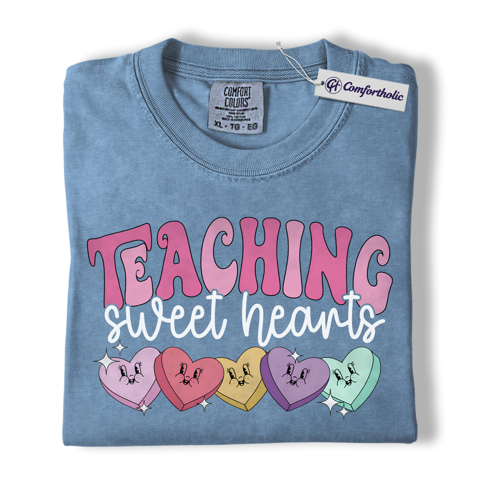 Teaching Sweethearts Shirt, Teacher Valentine Candy Heart Graphic Tee, Cute Classroom Valentine T-Shirt, Valentine’s Day Gift for Teachers, Comfort Colors Shirt - Image 17