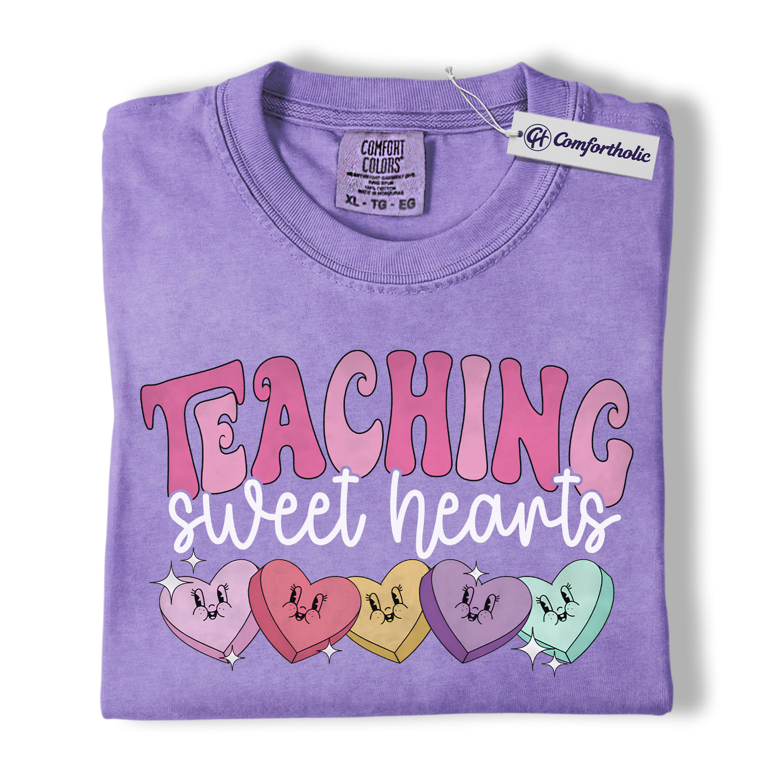 Teaching Sweethearts Shirt, Teacher Valentine Candy Heart Graphic Tee, Cute Classroom Valentine T-Shirt, Valentine’s Day Gift for Teachers, Comfort Colors Shirt - Image 20