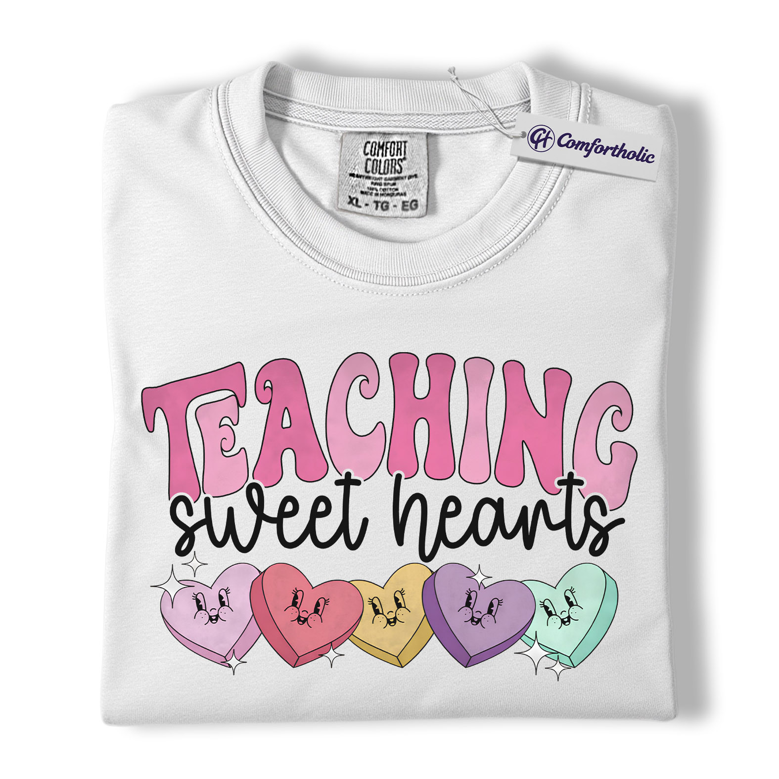 Teaching Sweethearts Shirt, Teacher Valentine Candy Heart Graphic Tee, Cute Classroom Valentine T-Shirt, Valentine’s Day Gift for Teachers, Comfort Colors Shirt - Image 2