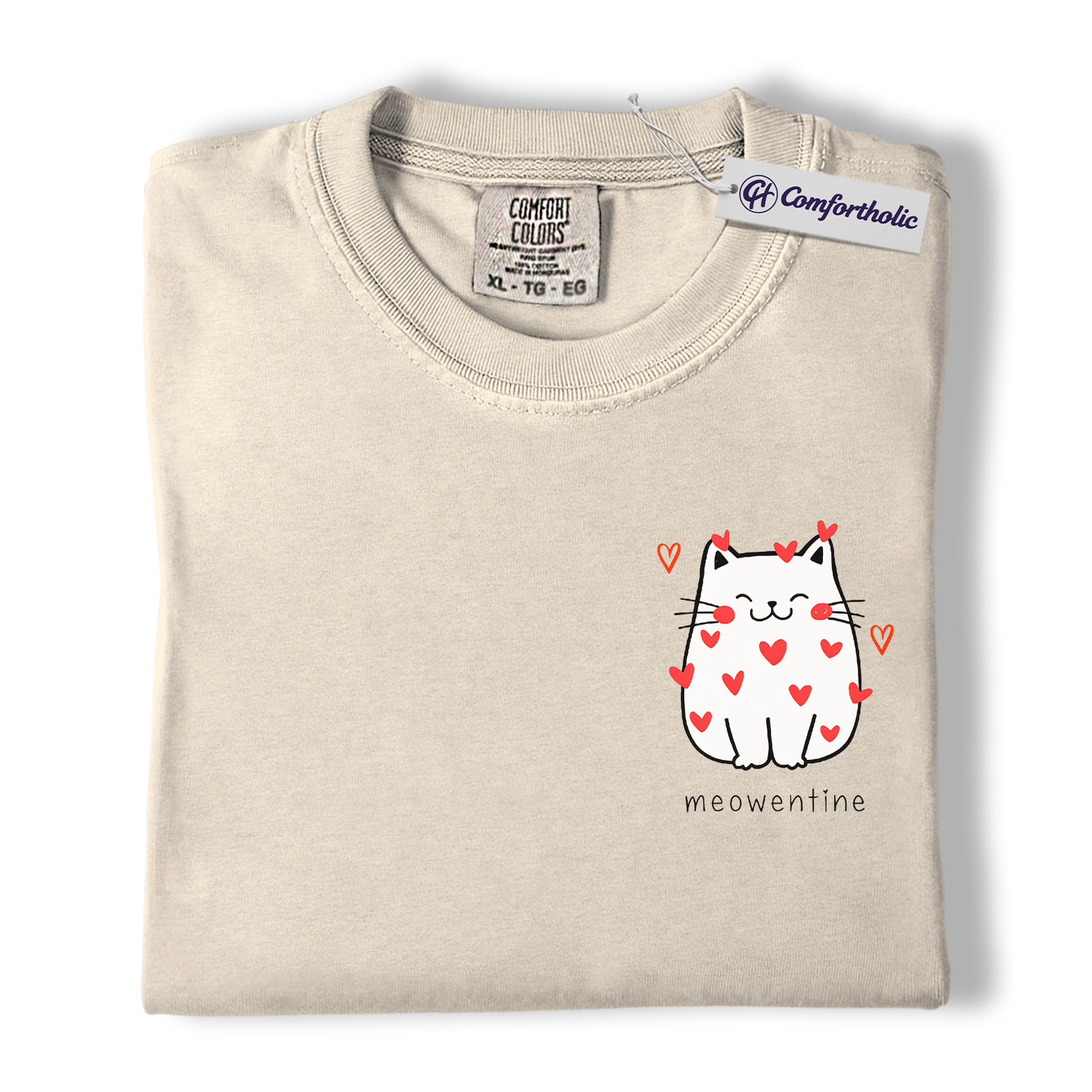 Meowentine Cat Shirt, Cute Valentine Kitty Graphic Tee, Minimal Aesthetic Cat Lover T-Shirt, Sweet Gift for Cat Moms, Comfort Colors Shirt - Image 5