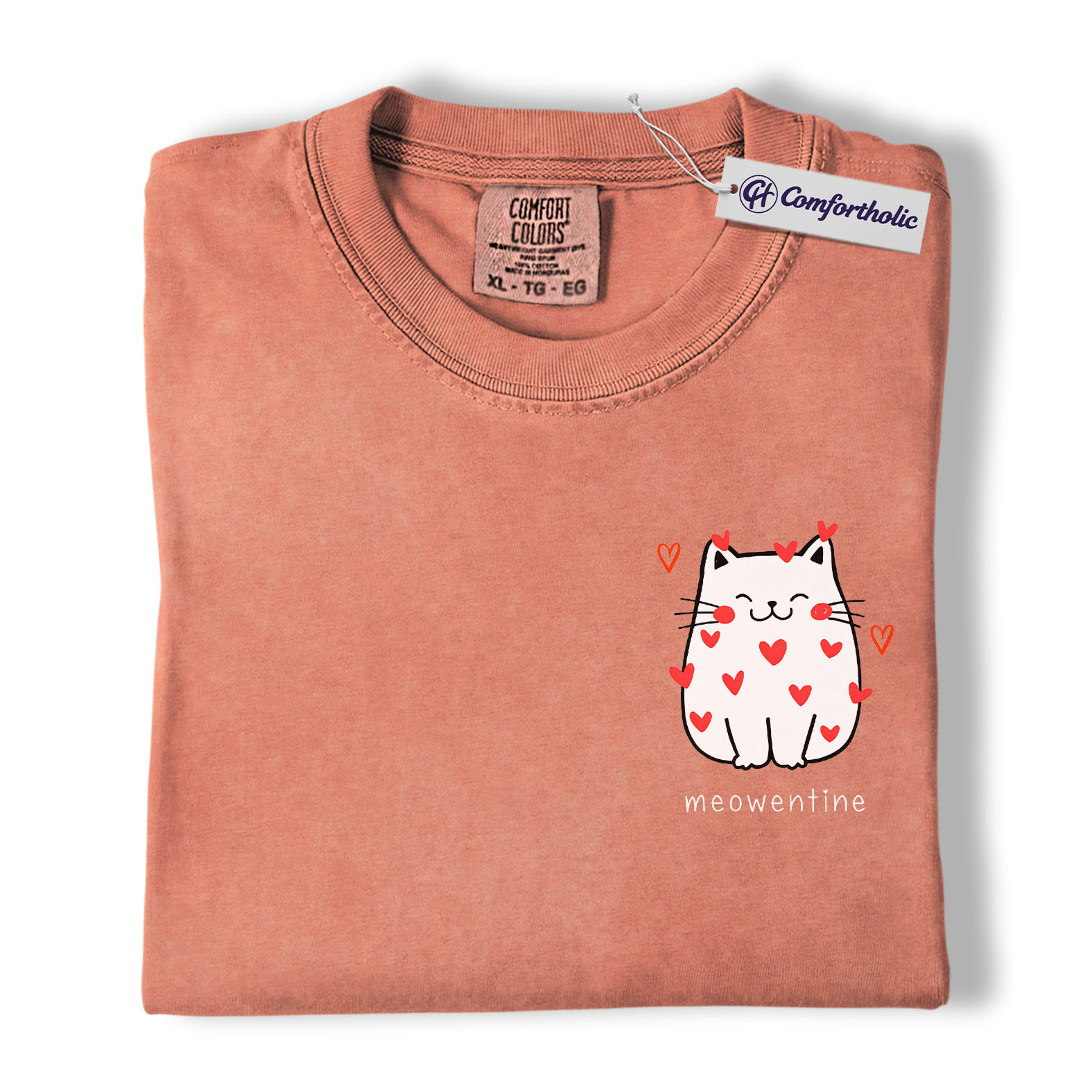Meowentine Cat Shirt, Cute Valentine Kitty Graphic Tee, Minimal Aesthetic Cat Lover T-Shirt, Sweet Gift for Cat Moms, Comfort Colors Shirt - Image 8