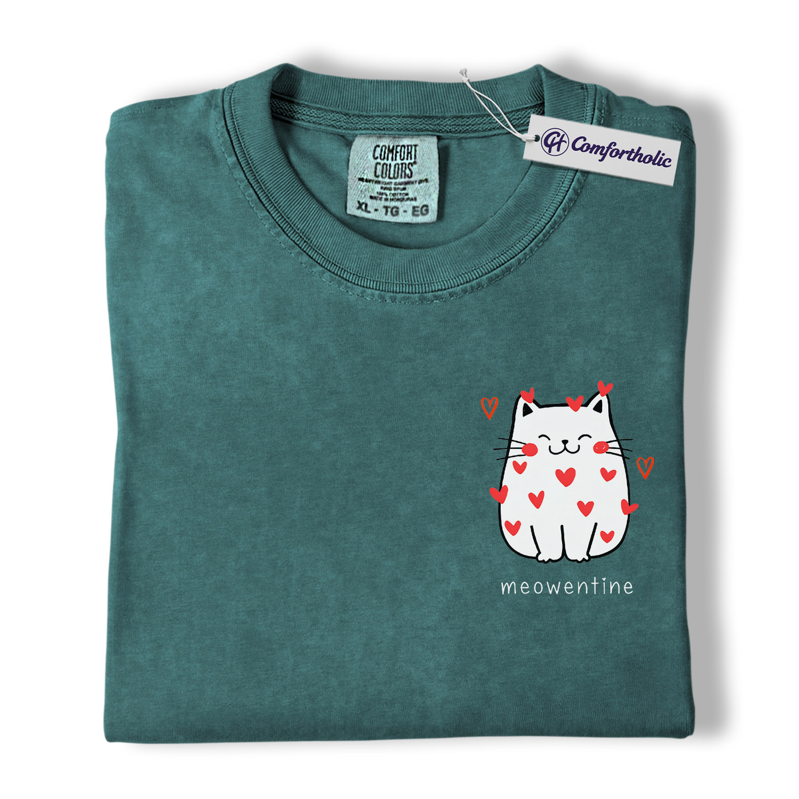 Meowentine Cat Shirt, Cute Valentine Kitty Graphic Tee, Minimal Aesthetic Cat Lover T-Shirt, Sweet Gift for Cat Moms, Comfort Colors Shirt - Image 11