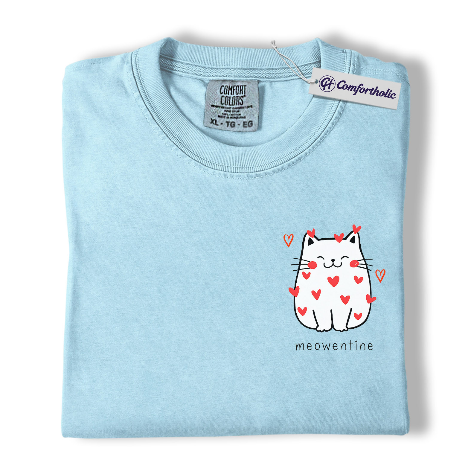 Meowentine Cat Shirt, Cute Valentine Kitty Graphic Tee, Minimal Aesthetic Cat Lover T-Shirt, Sweet Gift for Cat Moms, Comfort Colors Shirt - Image 14
