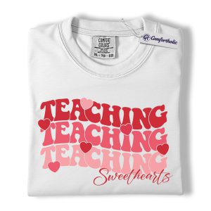 Alternative view of Teaching Sweethearts Shirt, Teacher Valentine Typography Graphic Tee, Cute Teacher Love T-Shirt, Valentine’s Day Gift for Teachers, Comfort Colors Shirt