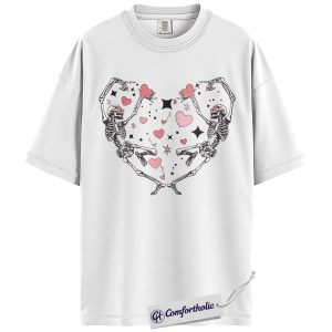 Alternative view of Skeleton Heart Shirt, Spooky Cute Valentine Graphic Tee, Pink Aesthetic Gothic T-Shirt, Trendy Alt Style Gift for Her, Comfort Colors Shirt