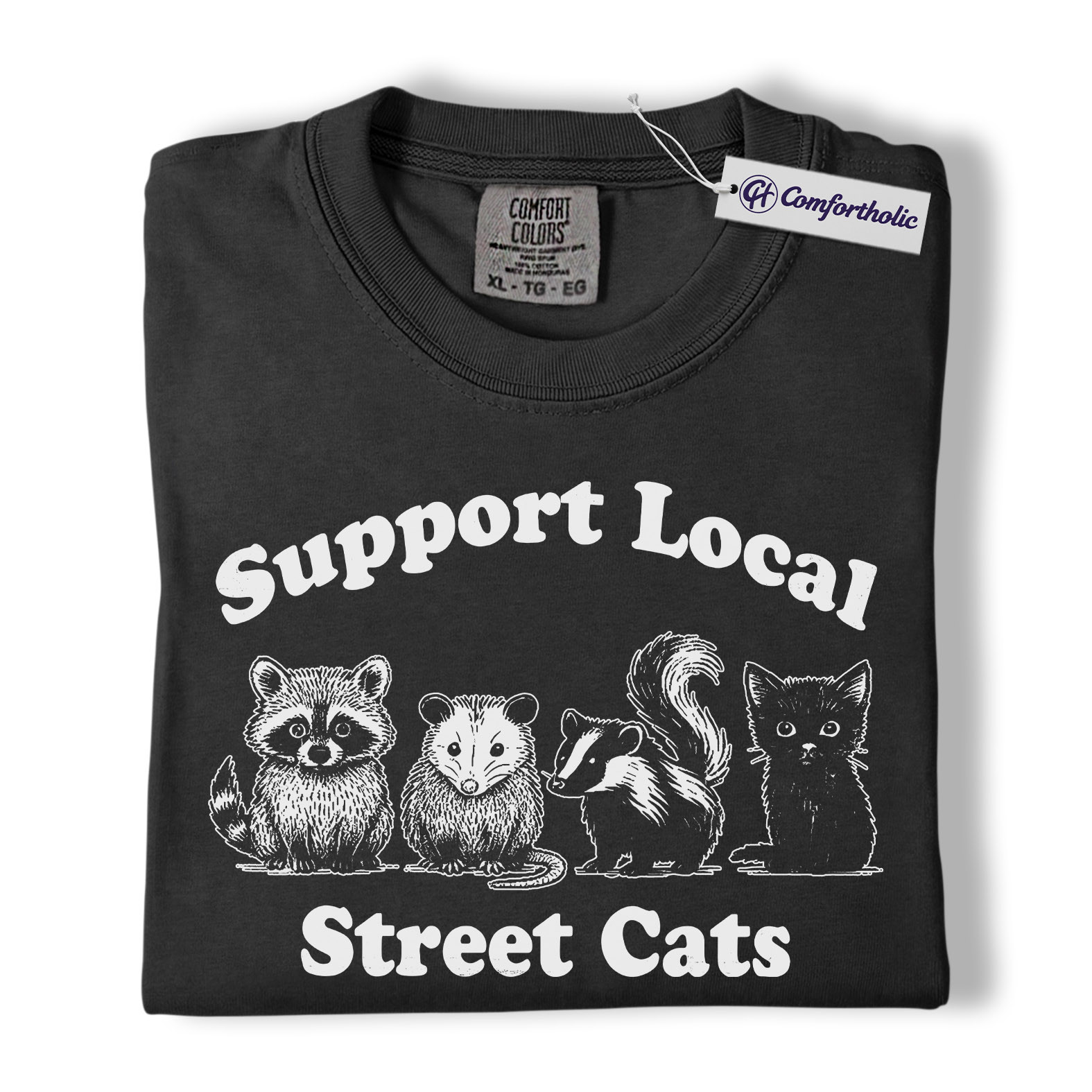 Support Local Street Cats Shirt, Cute Animal Graphic Tee, Funny Wildlife T-Shirt, Gift for Animal Lovers, Comfort Colors Shirt - Image 3