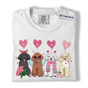 Alternative view of Poodle Valentine Shirt, Cute Dog Love Graphic T-Shirt, Valentine Poodle Lover Tee, Gift for Poodle Moms, Comfort Colors Shirt