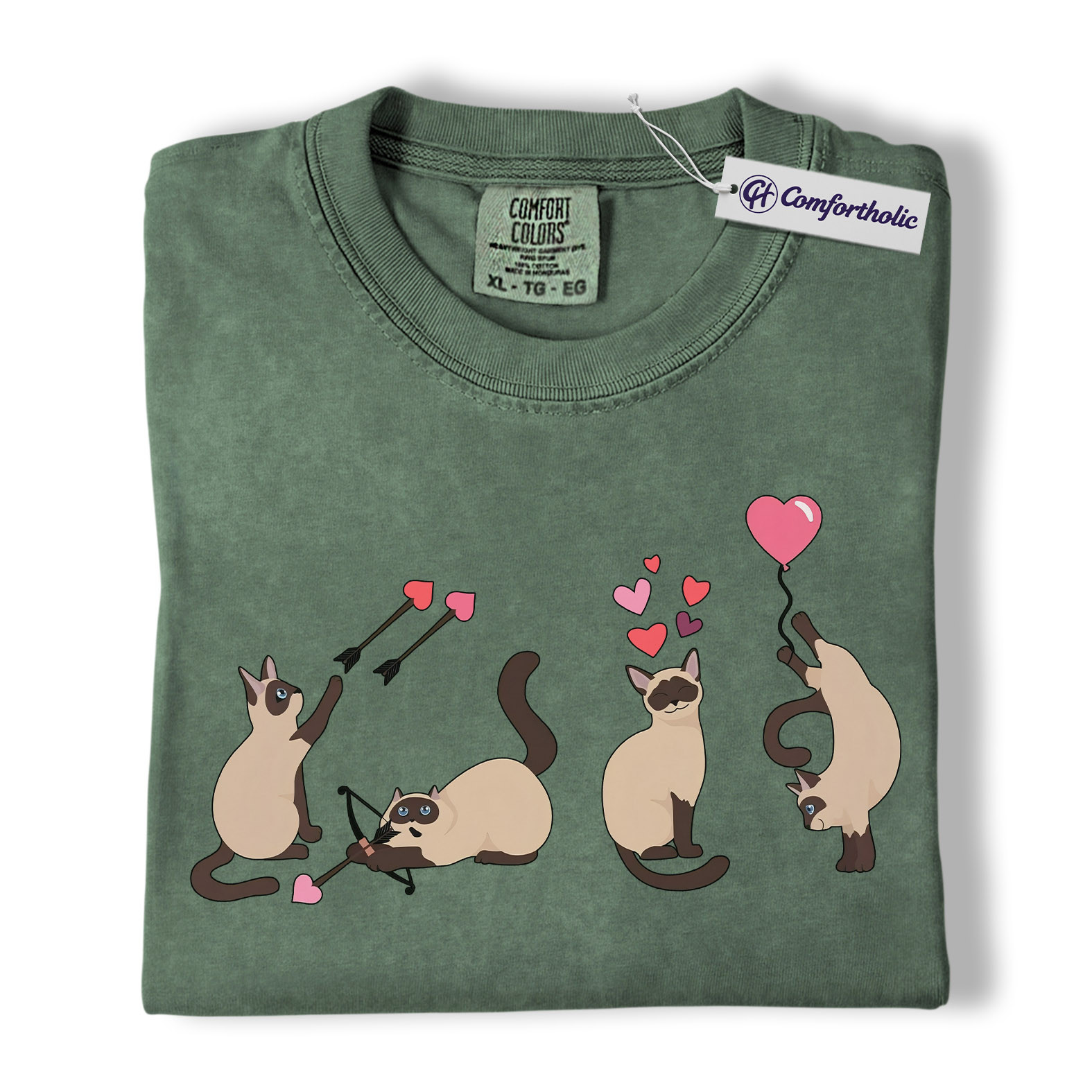 Siamese Cat Valentine Shirt, Cute Cupid Siamese Cat Graphic T-Shirt, Love Illustration Tee, Gift for Cat Lovers, Comfort Colors Shirt - Image 6
