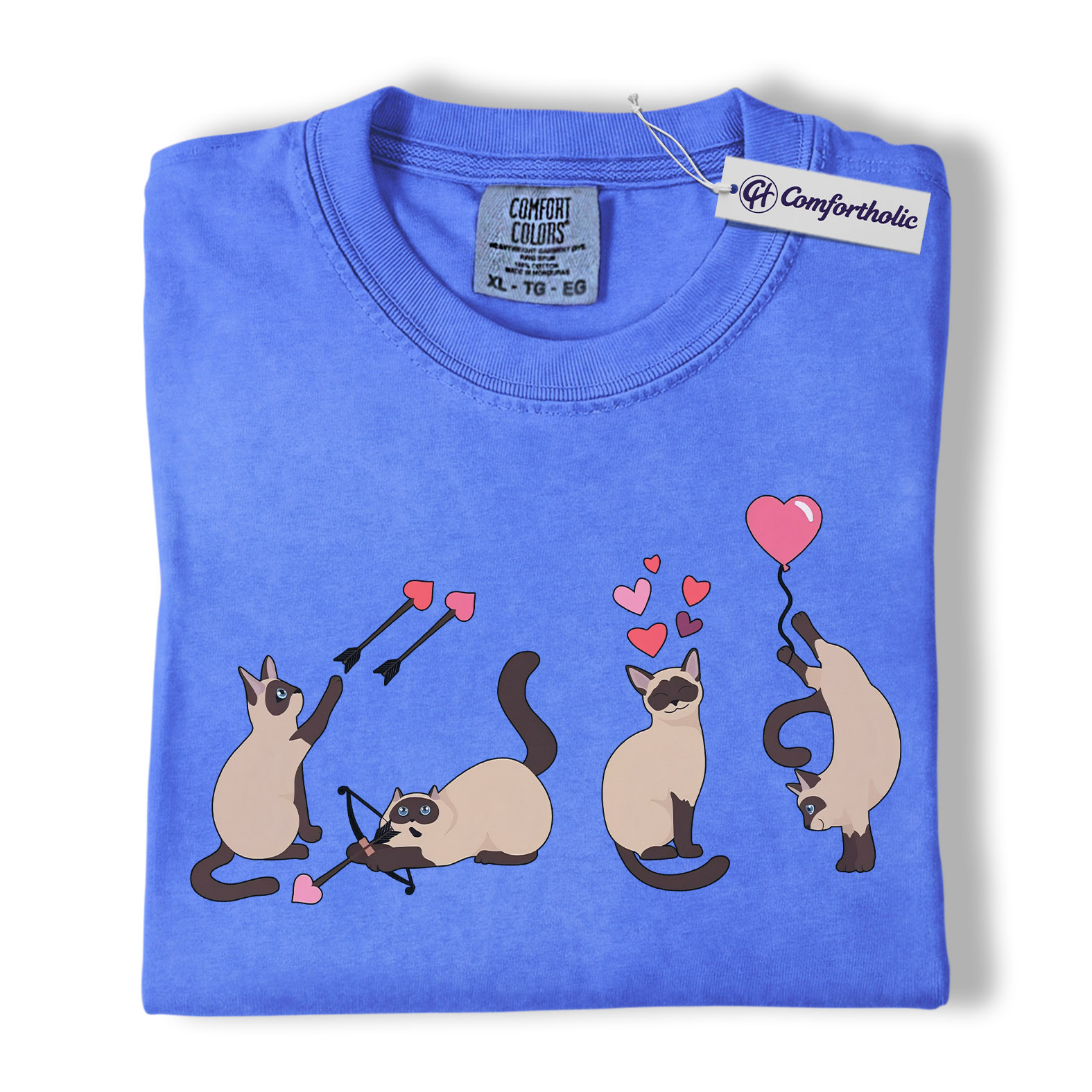 Siamese Cat Valentine Shirt, Cute Cupid Siamese Cat Graphic T-Shirt, Love Illustration Tee, Gift for Cat Lovers, Comfort Colors Shirt - Image 12