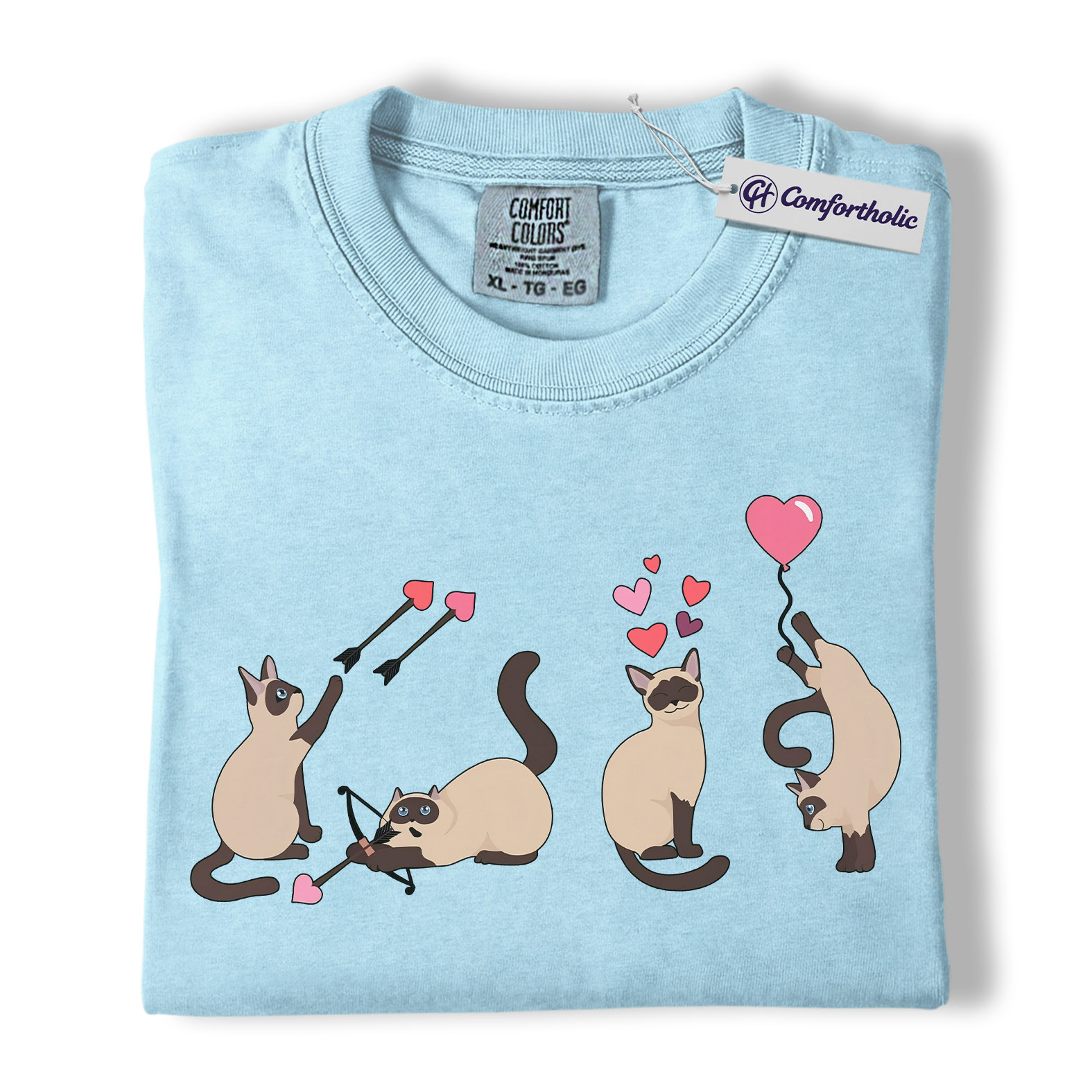 Siamese Cat Valentine Shirt, Cute Cupid Siamese Cat Graphic T-Shirt, Love Illustration Tee, Gift for Cat Lovers, Comfort Colors Shirt - Image 14