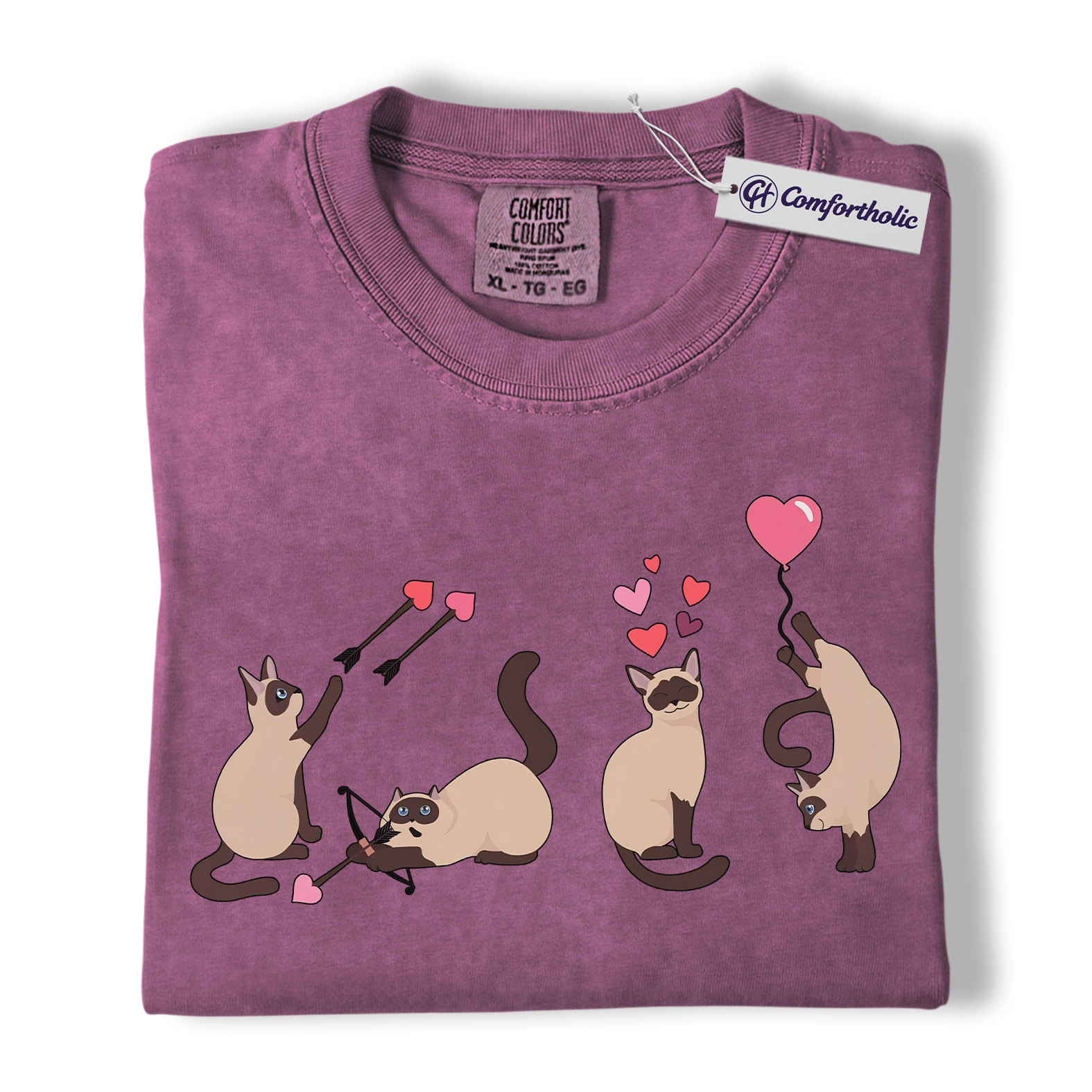 Siamese Cat Valentine Shirt, Cute Cupid Siamese Cat Graphic T-Shirt, Love Illustration Tee, Gift for Cat Lovers, Comfort Colors Shirt - Image 15