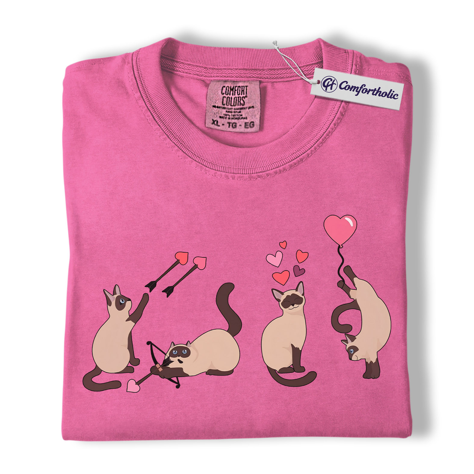 Siamese Cat Valentine Shirt, Cute Cupid Siamese Cat Graphic T-Shirt, Love Illustration Tee, Gift for Cat Lovers, Comfort Colors Shirt - Image 16