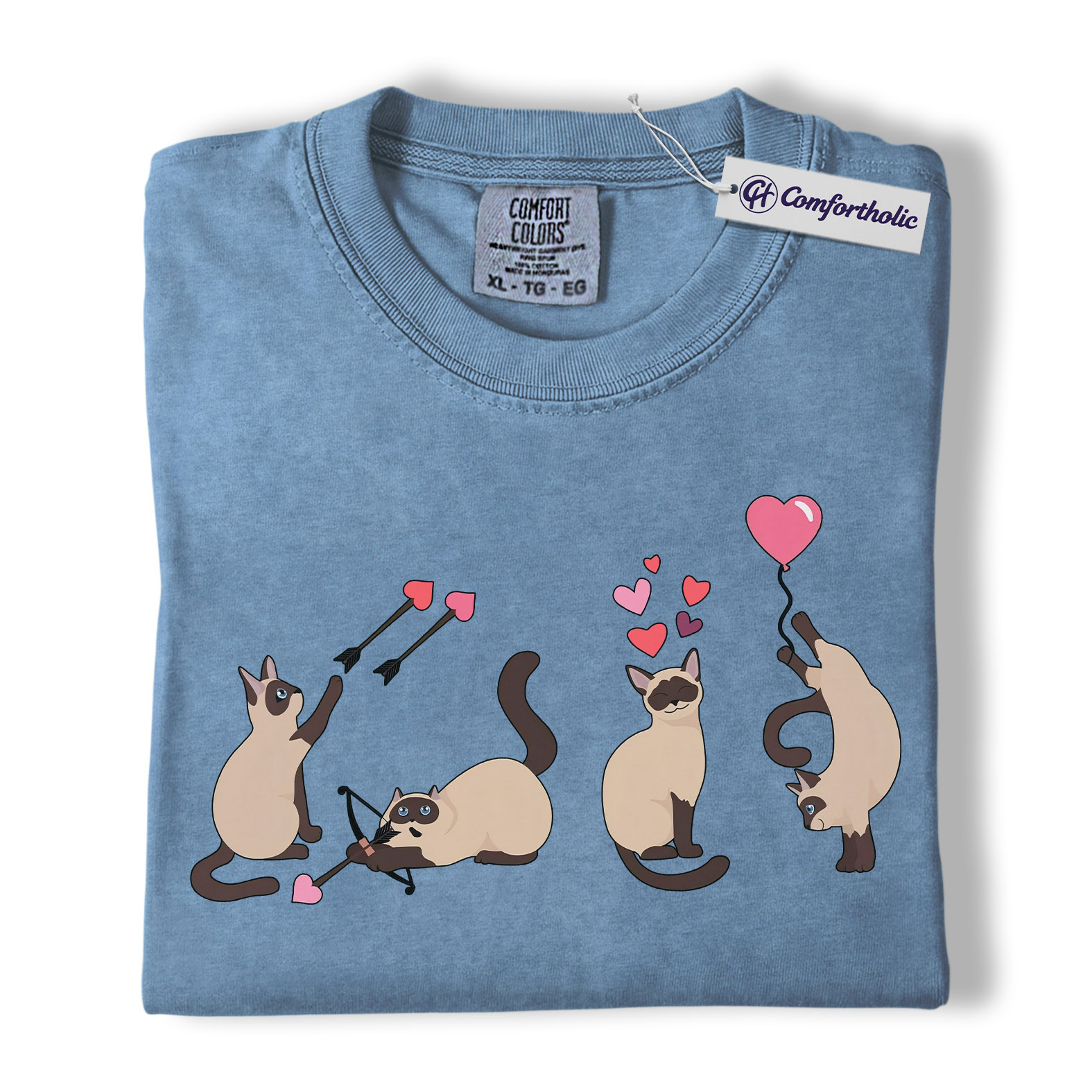Siamese Cat Valentine Shirt, Cute Cupid Siamese Cat Graphic T-Shirt, Love Illustration Tee, Gift for Cat Lovers, Comfort Colors Shirt - Image 17