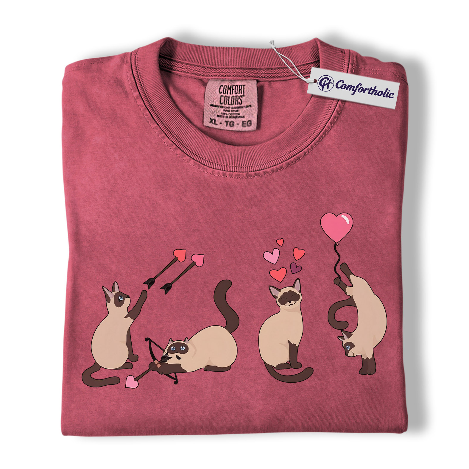 Siamese Cat Valentine Shirt, Cute Cupid Siamese Cat Graphic T-Shirt, Love Illustration Tee, Gift for Cat Lovers, Comfort Colors Shirt - Image 18