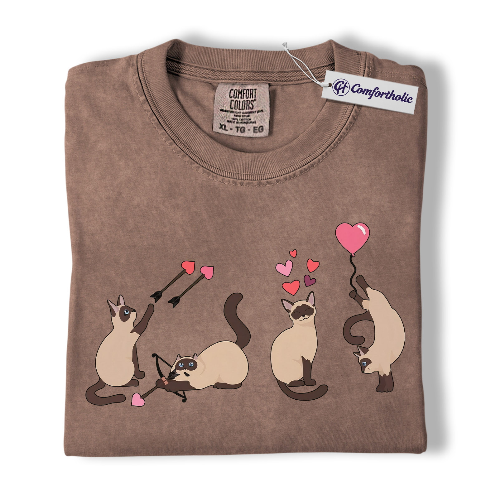 Siamese Cat Valentine Shirt, Cute Cupid Siamese Cat Graphic T-Shirt, Love Illustration Tee, Gift for Cat Lovers, Comfort Colors Shirt - Image 19