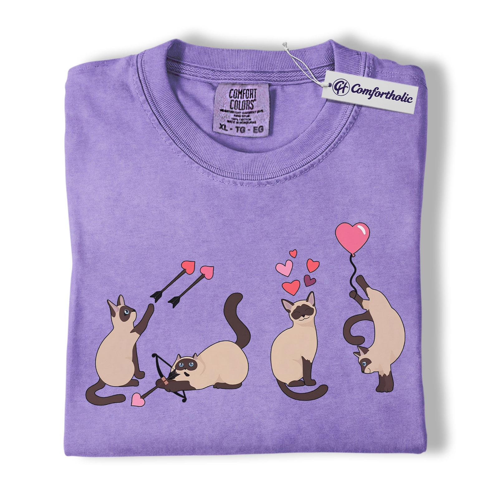 Siamese Cat Valentine Shirt, Cute Cupid Siamese Cat Graphic T-Shirt, Love Illustration Tee, Gift for Cat Lovers, Comfort Colors Shirt - Image 20