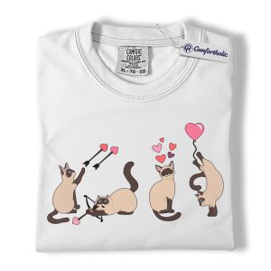 Alternative view of Siamese Cat Valentine Shirt, Cute Cupid Siamese Cat Graphic T-Shirt, Love Illustration Tee, Gift for Cat Lovers, Comfort Colors Shirt