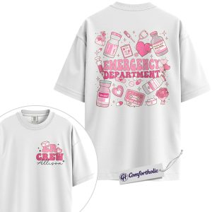Alternative view of Personalized ER Crew Valentine Shirt, Emergency Department Medical Graphic Tee, Custom Name ER Nurse & Trauma Team T-Shirt, Valentine’s Day Gift for Healthcare Workers, Comfort Colors Shirt