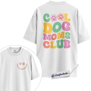 Alternative view of Cool Dog Moms Club Shirt, Retro Paw Print Dog Mom Graphic T-Shirt, Colorful Aesthetic Pet Lover Tee, Gift for Dog Owners, Comfort Colors Shirt