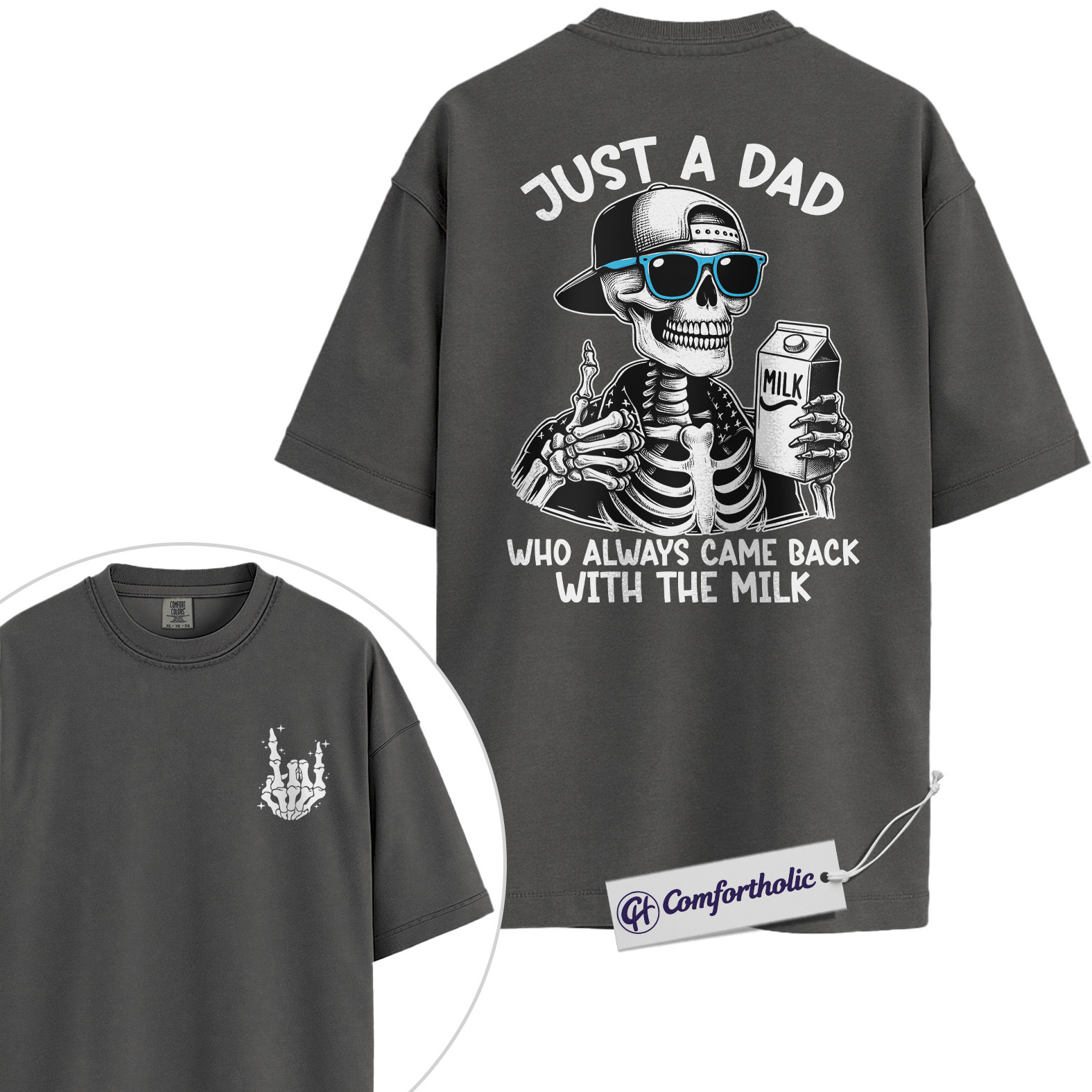 Just a Dad Shirt, Funny Skeleton Dad Joke Graphic Tee, Humorous Father Quote T-Shirt, Father’s Day Gift for Cool Dads, Comfort Colors Shirt - Image 3